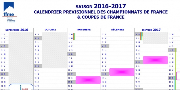 Calendrier national escalade