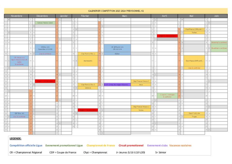 Calendrier des compétitions 2023-2024 PREVISIONNEL - FFME 974