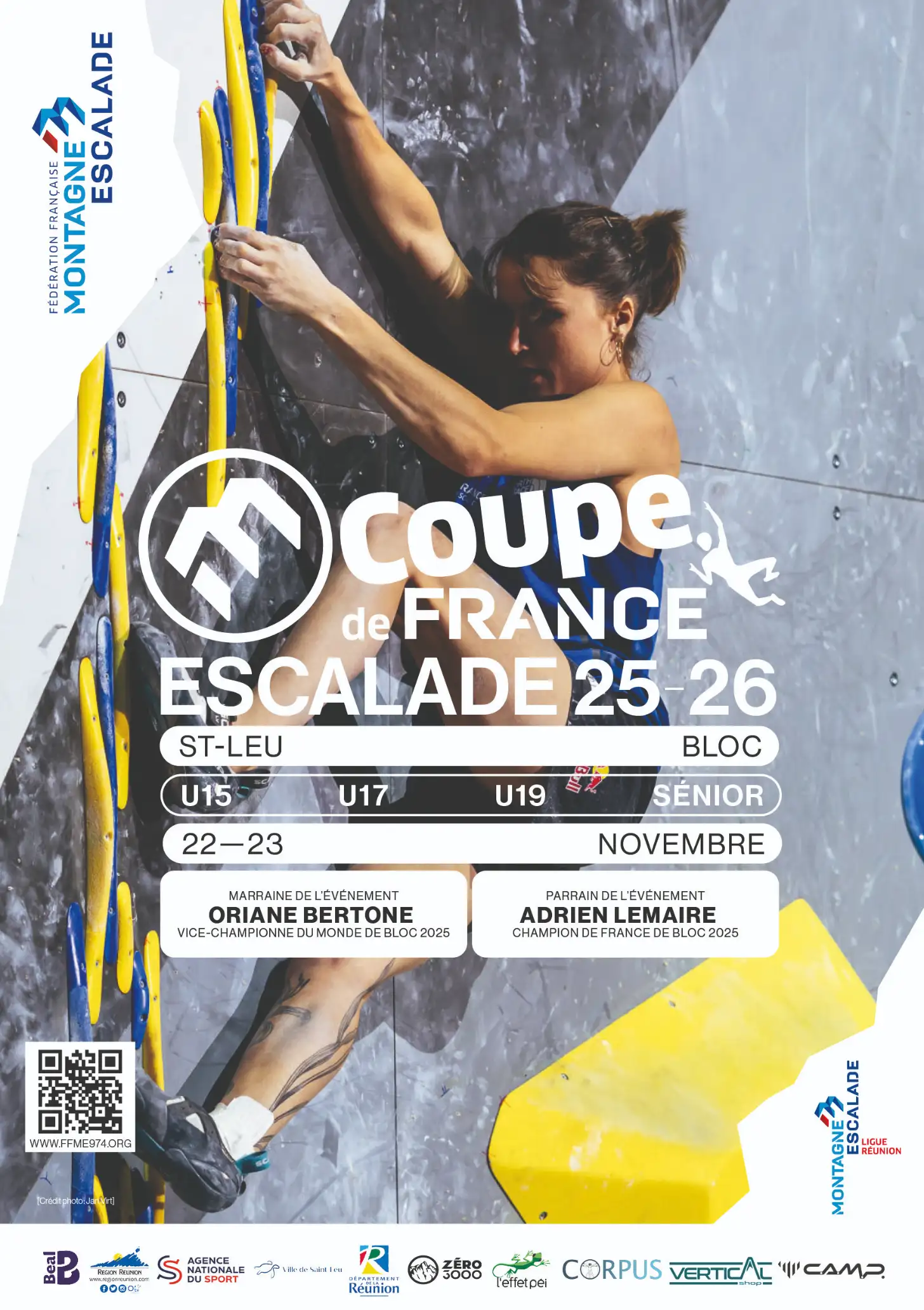 Coupe de France de bloc saison 2026 les 22 et 23 novembre 2025 à Saint Leu